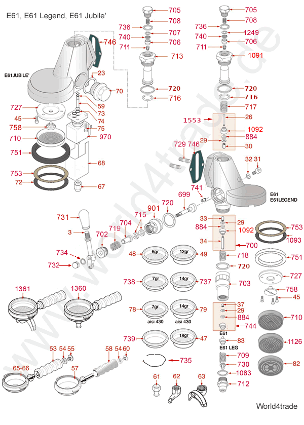 Ersatzteile Faema E61 Gruppe